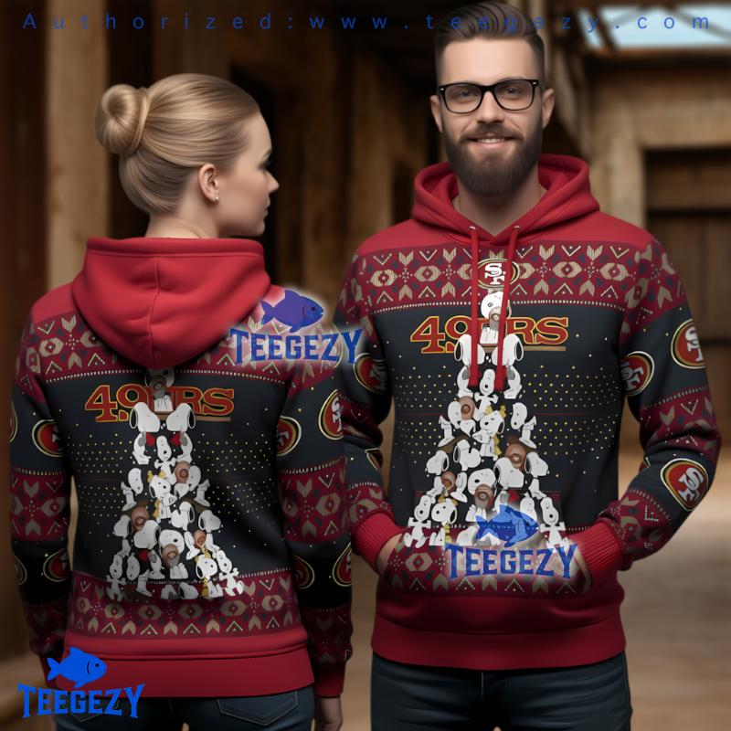 San Francisco 49Ers Snoopy Christmas Tree Ugly 3D Hoodie Fan Gear San Francisco 49Ers Snoopy Christmas Tree Ugly 3D Hoodie Fan Gear