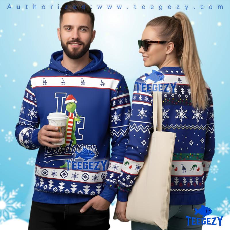 The Grinch Los Angeles Dodgers 3D Christmas Ugly Hoodie Printed The Grinch Los Angeles Dodgers 3D Christmas Ugly Hoodie Printed