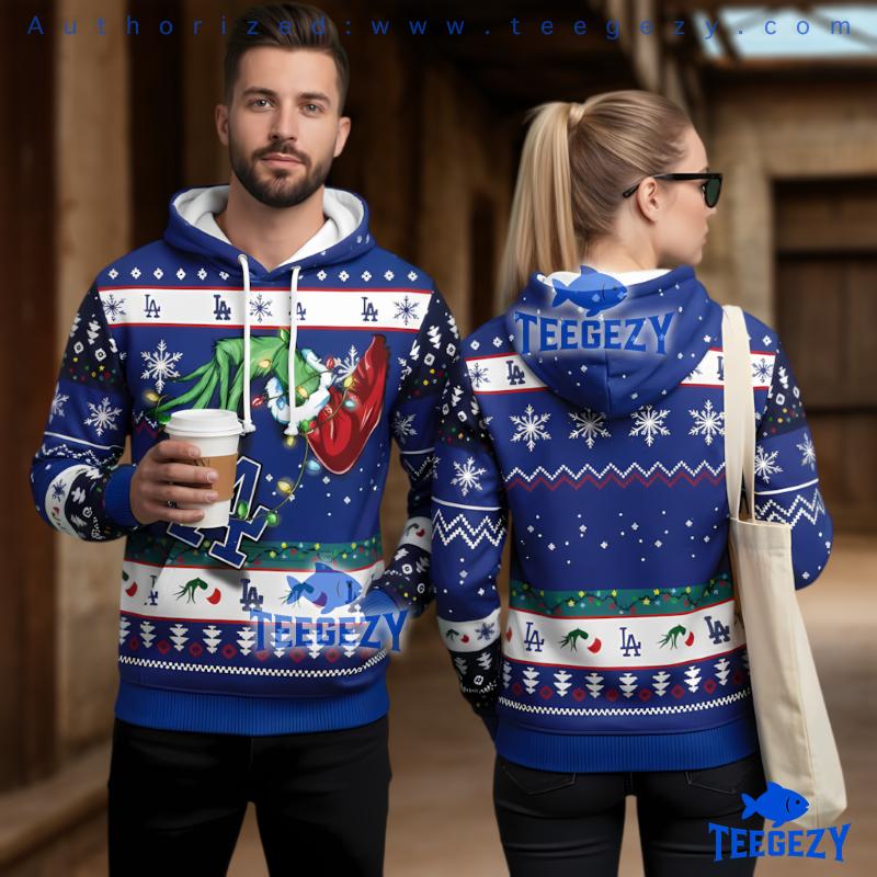 The Grinch Stealing Los Angeles Dodgers Christmas Ugly Hoodie The Grinch Stealing Los Angeles Dodgers Christmas Ugly Hoodie