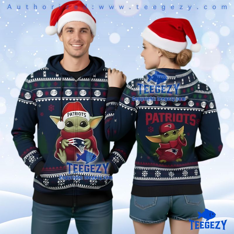 New England Patriots Baby Yoda Ugly Christmas 3D Hoodie Star Wars Gift