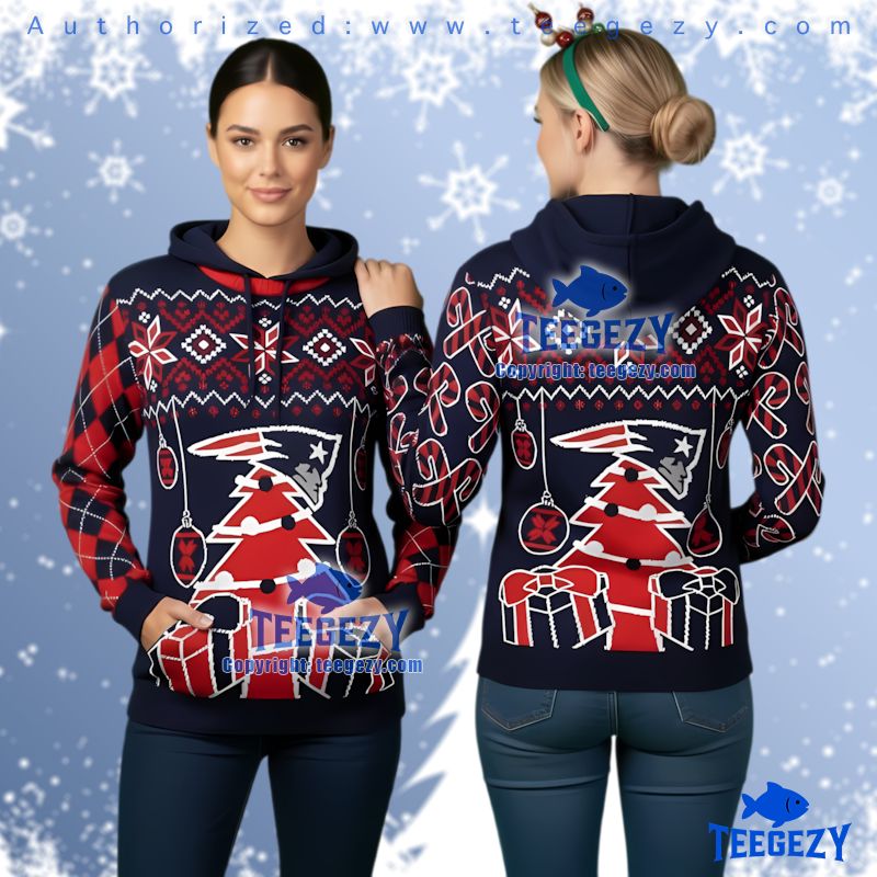 New England Patriots Christmas Tree Ugly Christmas 3D Hoodie