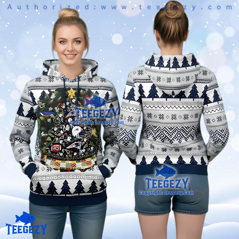 New England Patriots Christmas Wreath Ugly Christmas 3D Hoodie