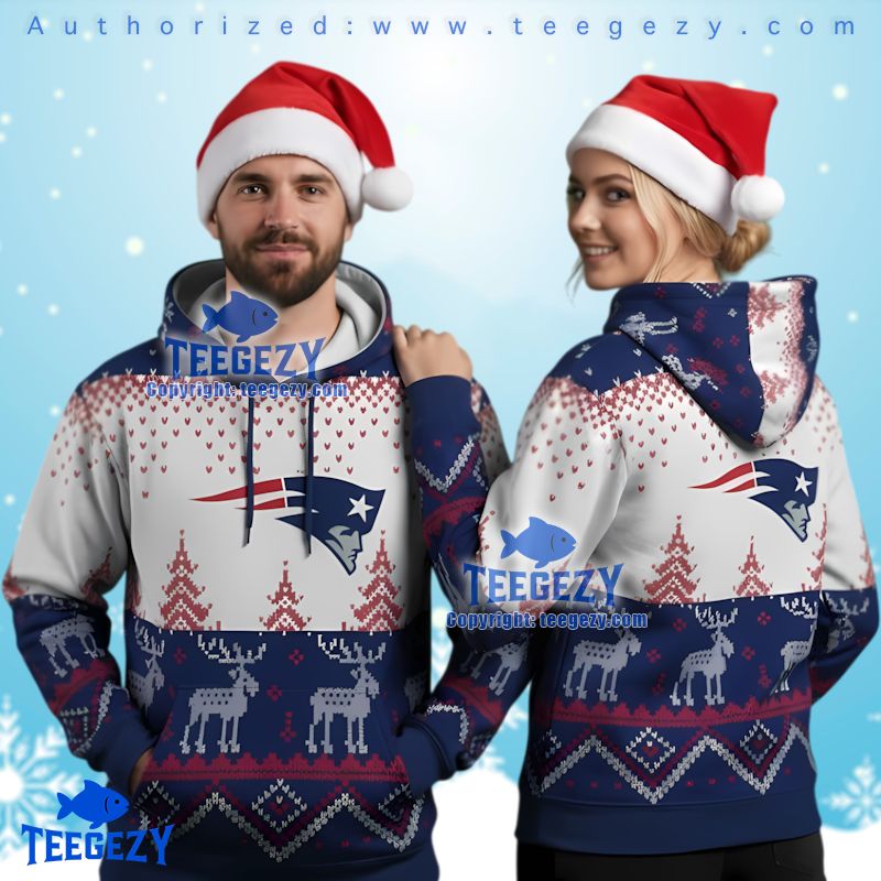New England Patriots Classic Reindeer Ugly Christmas 3D Hoodie