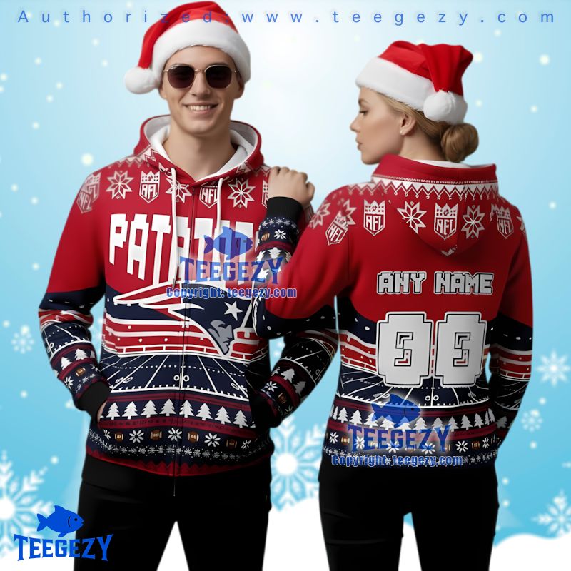 New England Patriots Custom Name Number Christmas 3D Print Hoodie