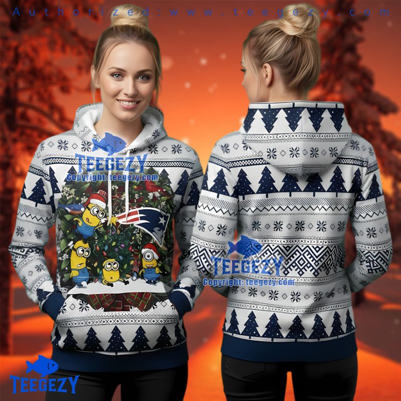 New England Patriots Cute Minions 3D Print Christmas Hoodie Fan Gear
