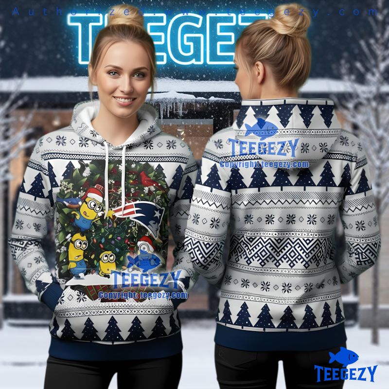 New England Patriots Cute Minions 3D Print Christmas Hoodie Fan Gear New England Patriots Cute Minions 3D Print Christmas Hoodie Fan Gear