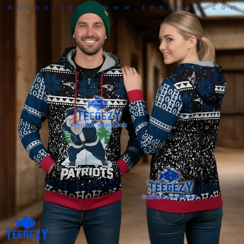 New England Patriots Dabbing Santa Ugly Christmas 3D Hoodie