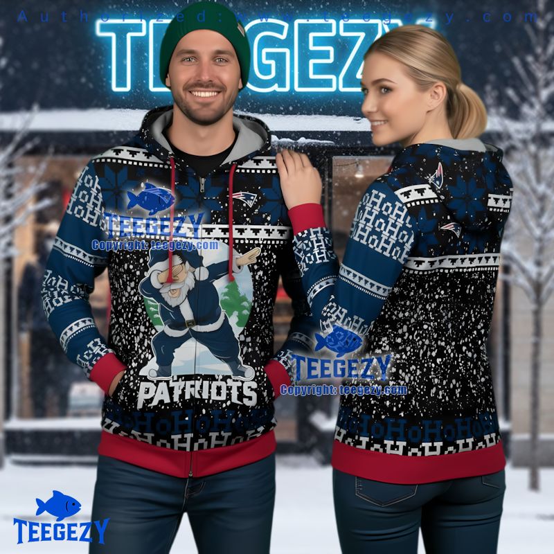 New England Patriots Dabbing Santa Ugly Christmas 3D Hoodie New England Patriots Dabbing Santa Ugly Christmas 3D Hoodie