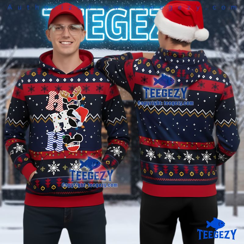 New England Patriots Disney Mickey Christmas 3D Print Ugly Hoodie New England Patriots Disney Mickey Christmas 3D Print Ugly Hoodie