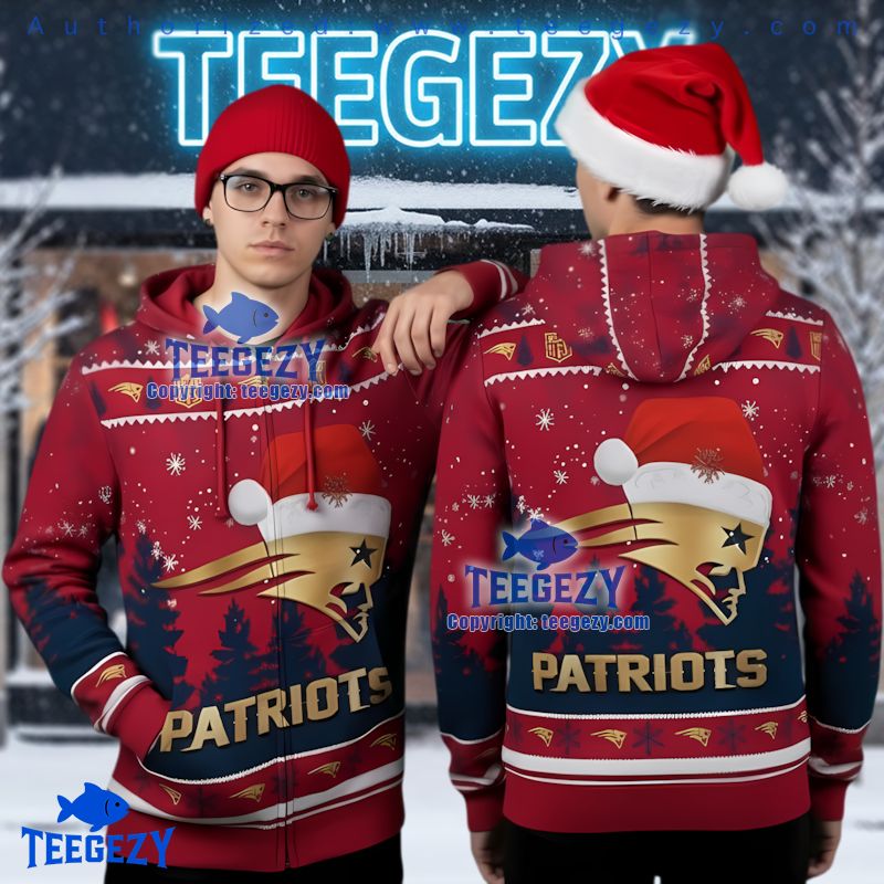 New England Patriots Festive 3D Ugly Christmas Hoodie Outfit New England Patriots Festive 3D Ugly Christmas Hoodie Outfit