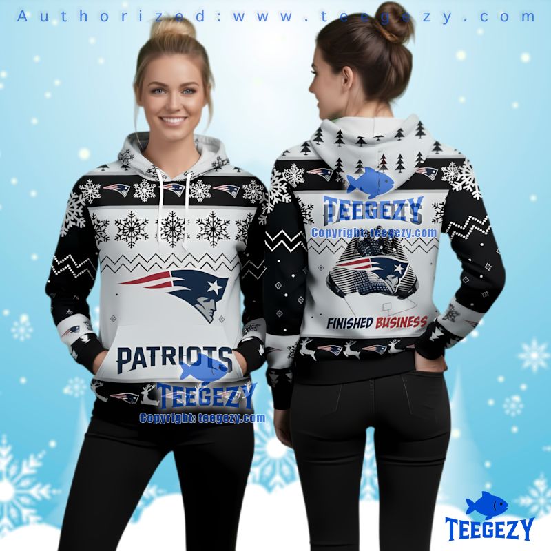 New England Patriots Finished Business Logo Ugly Christmas 3D Hoodie