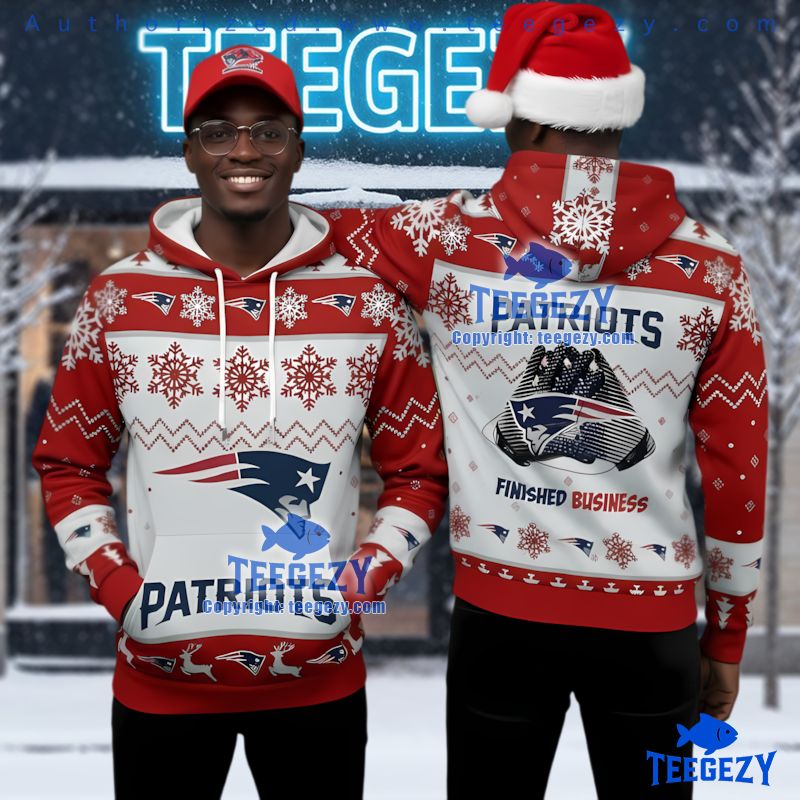 New England Patriots Finished Business Ugly Christmas 3D Hoodie New England Patriots Finished Business Ugly Christmas 3D Hoodie