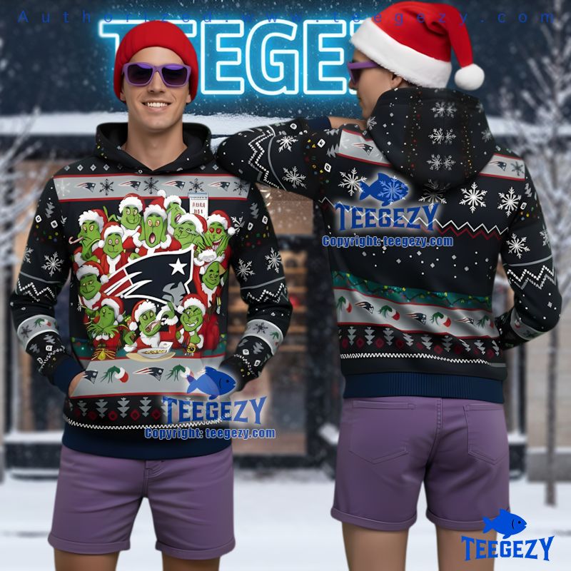 New England Patriots Funny Grinch Santa 3D Print Ugly Christmas Hoodie New England Patriots Funny Grinch Santa 3D Print Ugly Christmas Hoodie
