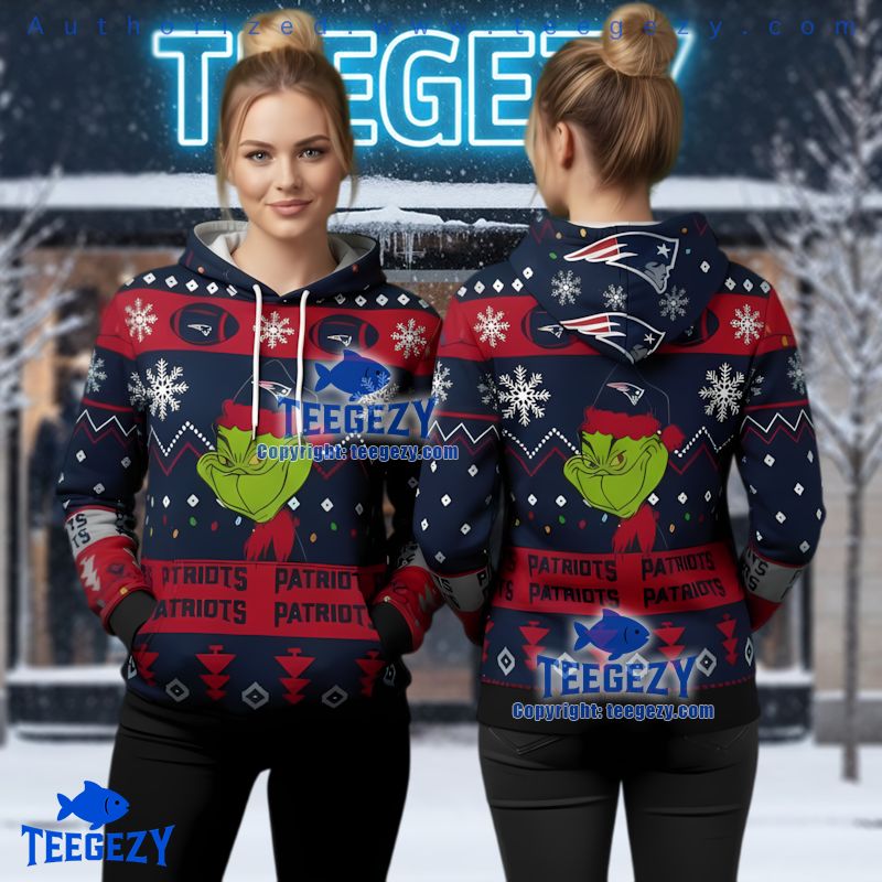 New England Patriots Funny Grinchmas Ugly Christmas 3D Hoodie New England Patriots Funny Grinchmas Ugly Christmas 3D Hoodie