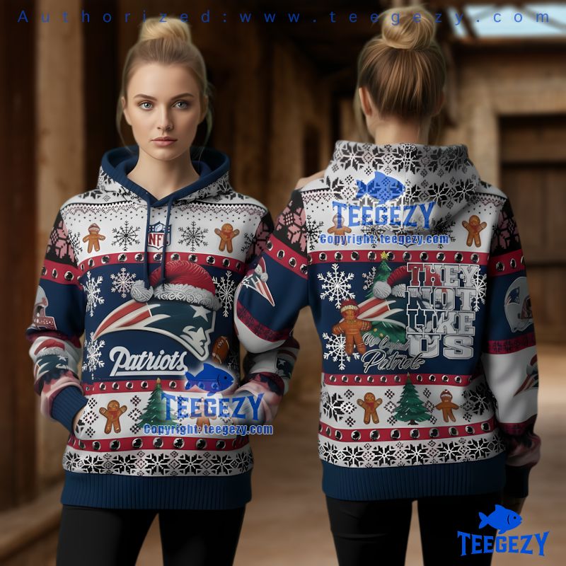 New England Patriots Gingerbread Man Ugly Christmas 3D Hoodie