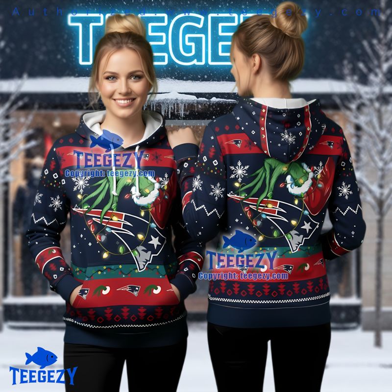 New England Patriots Grinch Stealing Lights Ugly Christmas 3D Hoodie New England Patriots Grinch Stealing Lights Ugly Christmas 3D Hoodie