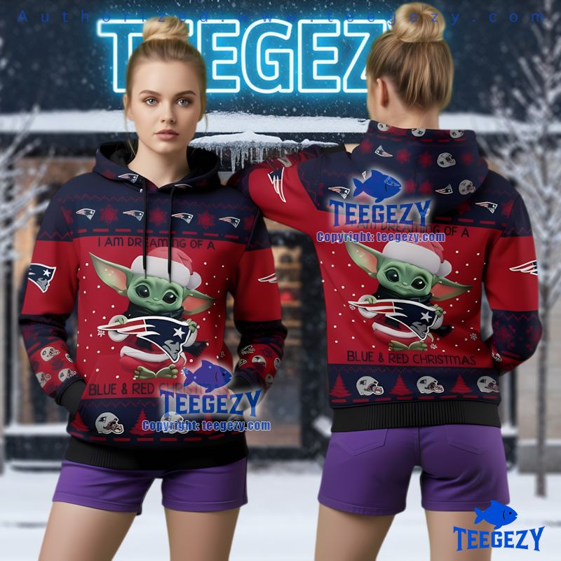 New England Patriots Grogu Baby Yoda Ugly Christmas 3D Hoodie New England Patriots Grogu Baby Yoda Ugly Christmas 3D Hoodie