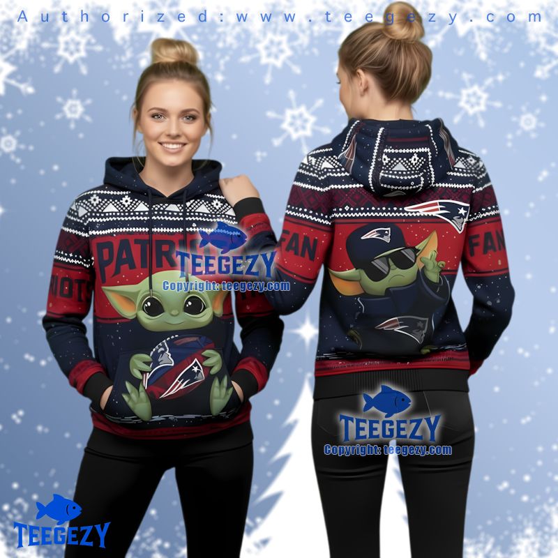 New England Patriots Grogu Football Fan Ugly Christmas 3D Hoodie