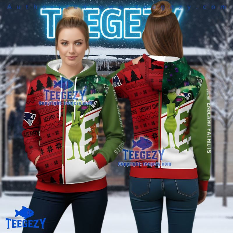 New England Patriots Max The Dog Grinch Ugly Christmas 3D Hoodie New England Patriots Max The Dog Grinch Ugly Christmas 3D Hoodie