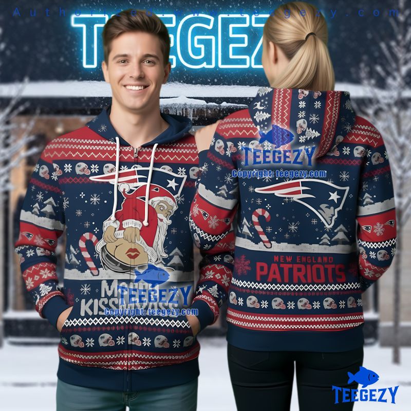 New England Patriots Merry Kissmyass Ugly Christmas 3D Hoodie New England Patriots Merry Kissmyass Ugly Christmas 3D Hoodie