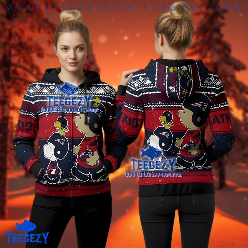 New England Patriots Peanuts Football Christmas 3D Print Zip Up Hoodie