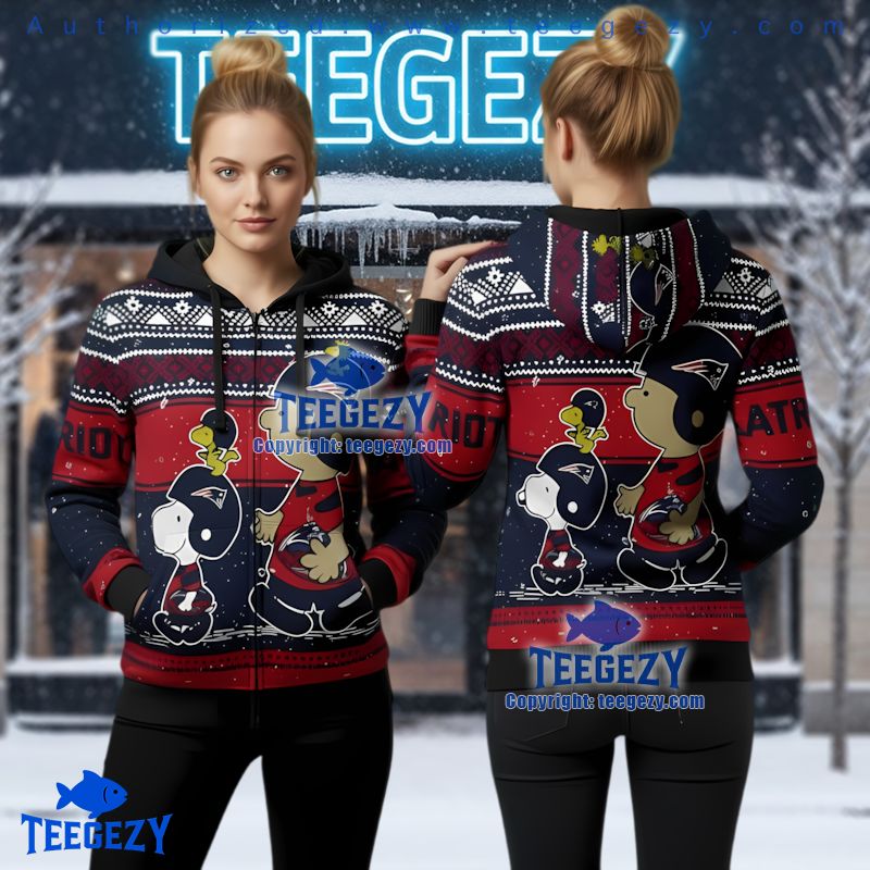 New England Patriots Peanuts Football Christmas 3D Print Zip Up Hoodie New England Patriots Peanuts Football Christmas 3D Print Zip Up Hoodie