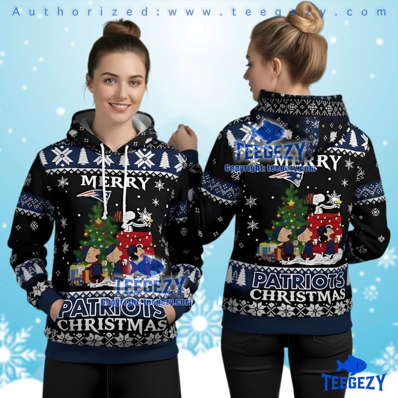 New England Patriots Peanuts Snoopy Ugly Christmas 3D Hoodie
