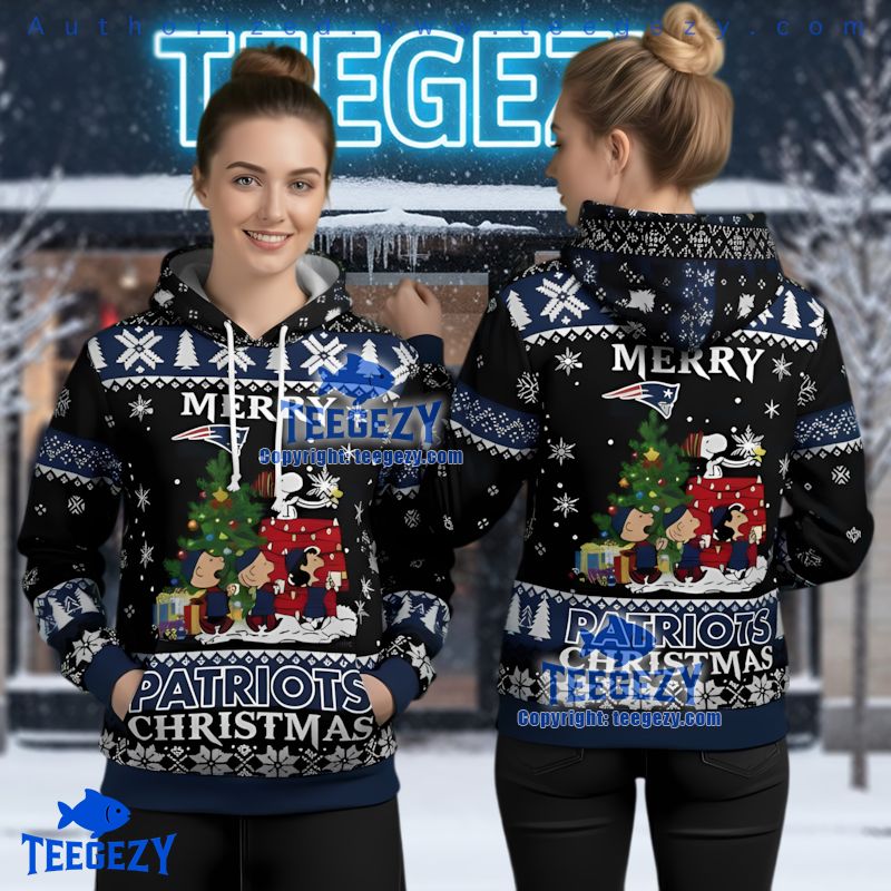 New England Patriots Peanuts Snoopy Ugly Christmas 3D Hoodie New England Patriots Peanuts Snoopy Ugly Christmas 3D Hoodie