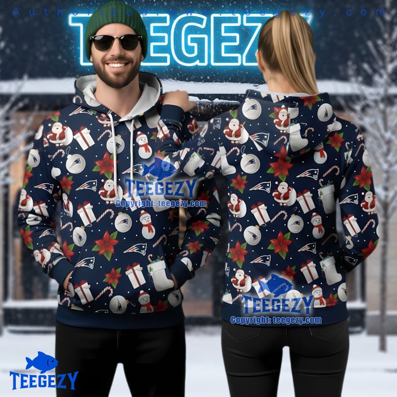 New England Patriots Santa Snowman Ugly Christmas 3D Hoodie All Over Print New England Patriots Santa Snowman Ugly Christmas 3D Hoodie All Over Print