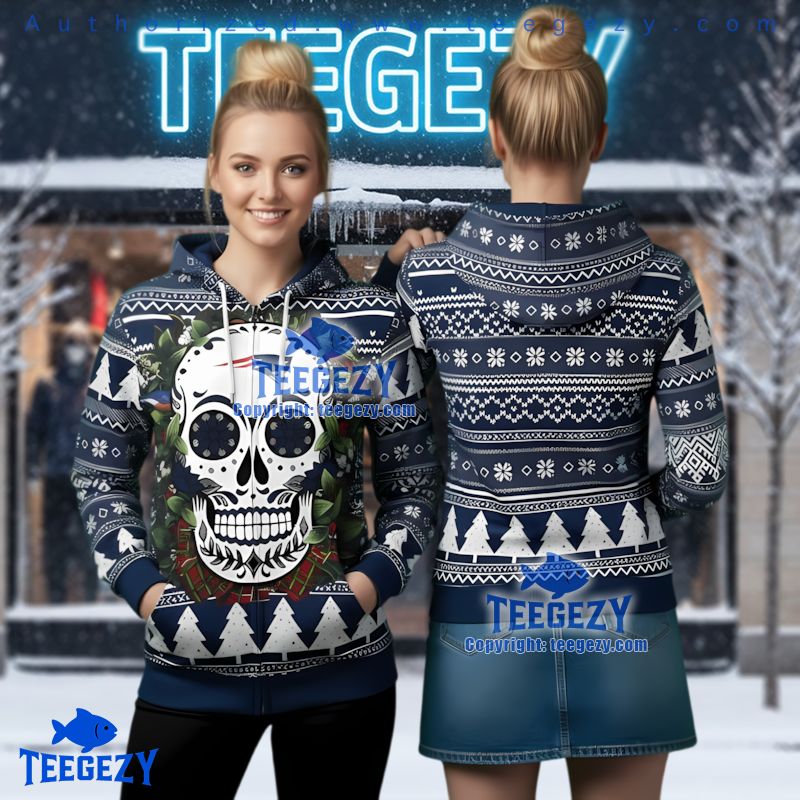 New England Patriots Skull Flower Ugly Christmas 3D Hoodie New England Patriots Skull Flower Ugly Christmas 3D Hoodie