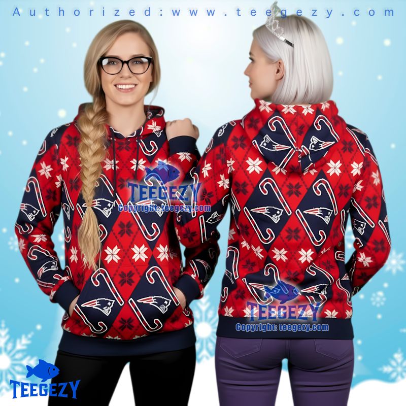 New England Patriots Ugly Christmas 3D Hoodie Custom White Blue Design