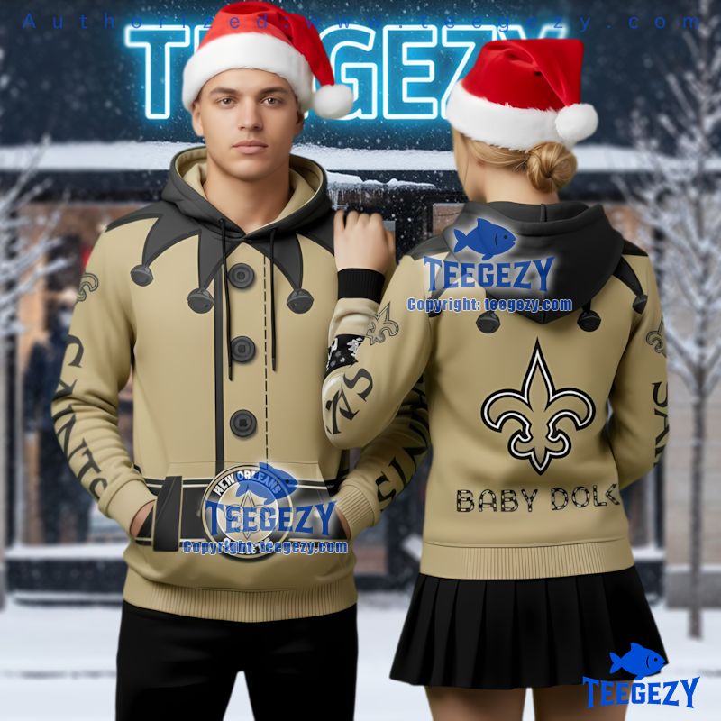 New Orleans Saints Baby Doll Jester Ugly Christmas 3D Hoodie New Orleans Saints Baby Doll Jester Ugly Christmas 3D Hoodie