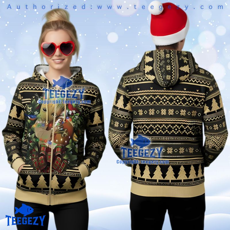 New Orleans Saints Baby Groot Ugly Christmas 3D Hoodie Marvel Nfl