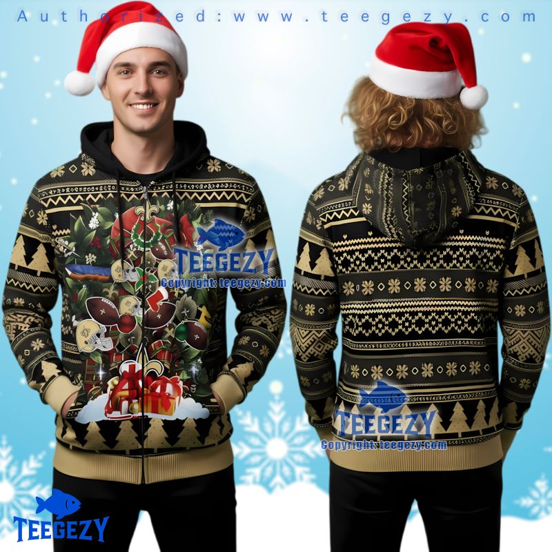 New Orleans Saints Christmas Tree Ball Ugly 3D Hoodie