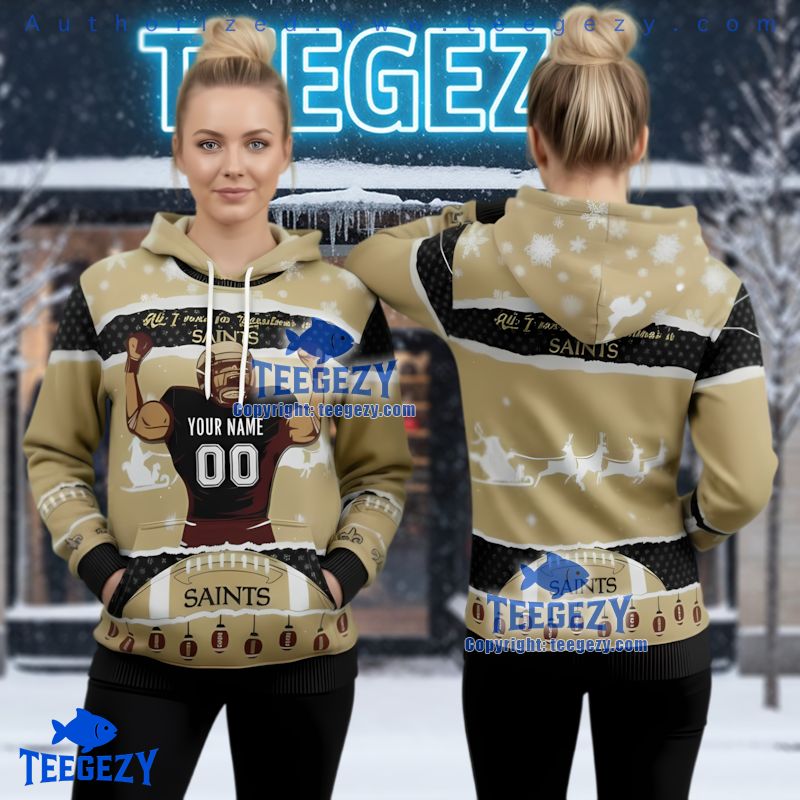 New Orleans Saints Custom Name Number Ugly Christmas 3D Hoodie New Orleans Saints Custom Name Number Ugly Christmas 3D Hoodie