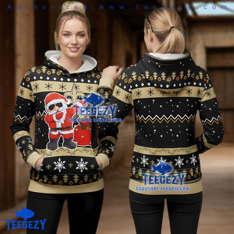 New Orleans Saints Dabbing Santa Ugly Christmas 3D Hoodie
