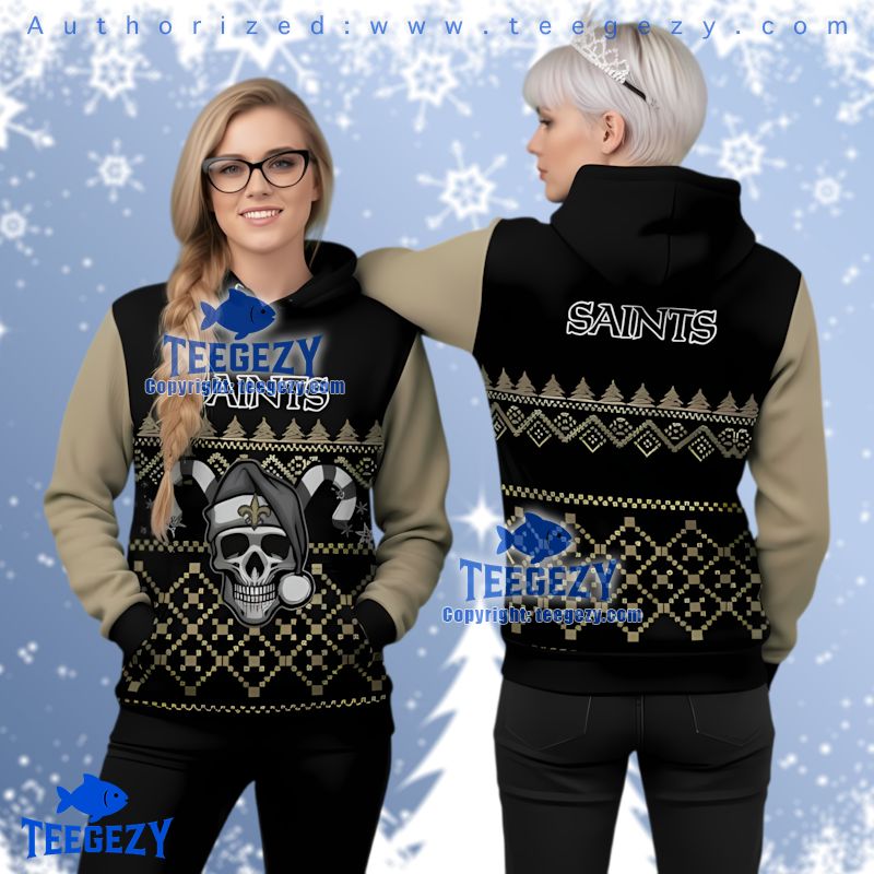 New Orleans Saints Dark Jester Skull Ugly Christmas 3D Hoodie