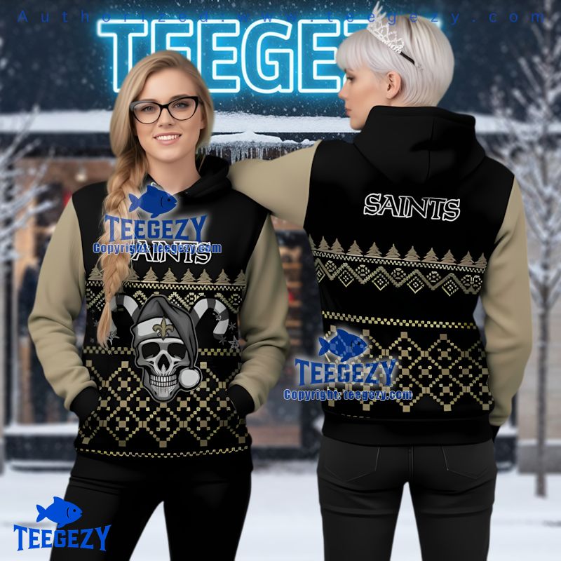 New Orleans Saints Dark Jester Skull Ugly Christmas 3D Hoodie New Orleans Saints Dark Jester Skull Ugly Christmas 3D Hoodie