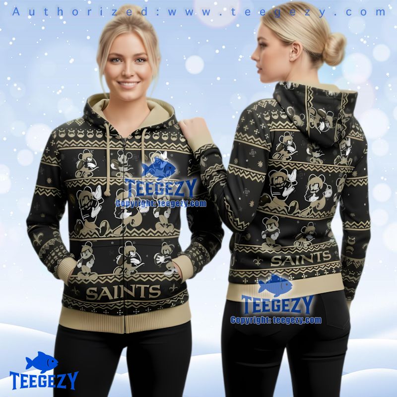 New Orleans Saints Disney Mickey Ugly Christmas 3D Hoodie