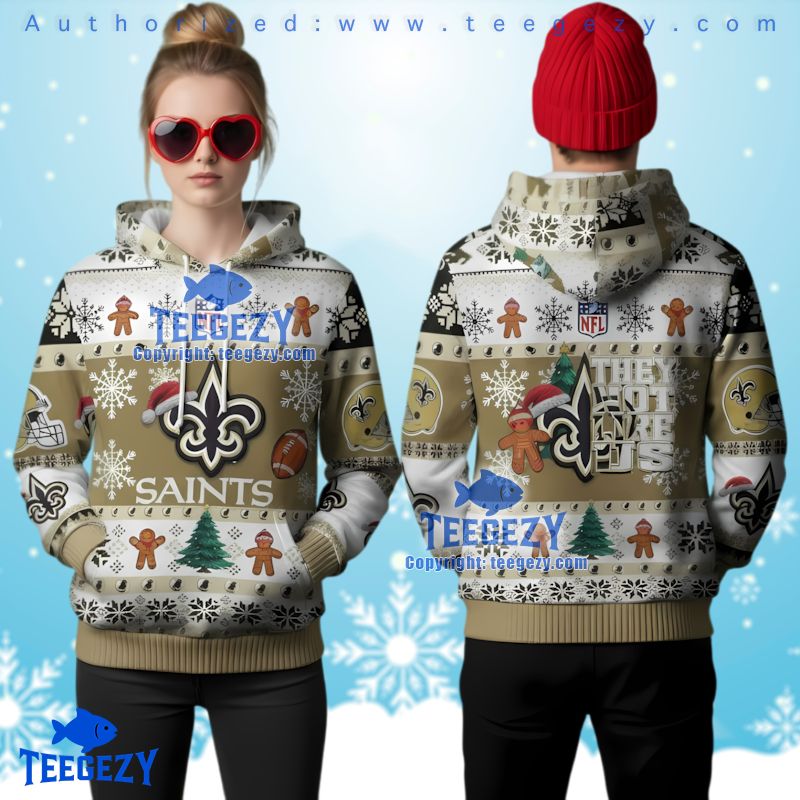 New Orleans Saints Gingerbread Man Ugly Christmas 3D Hoodie Fan