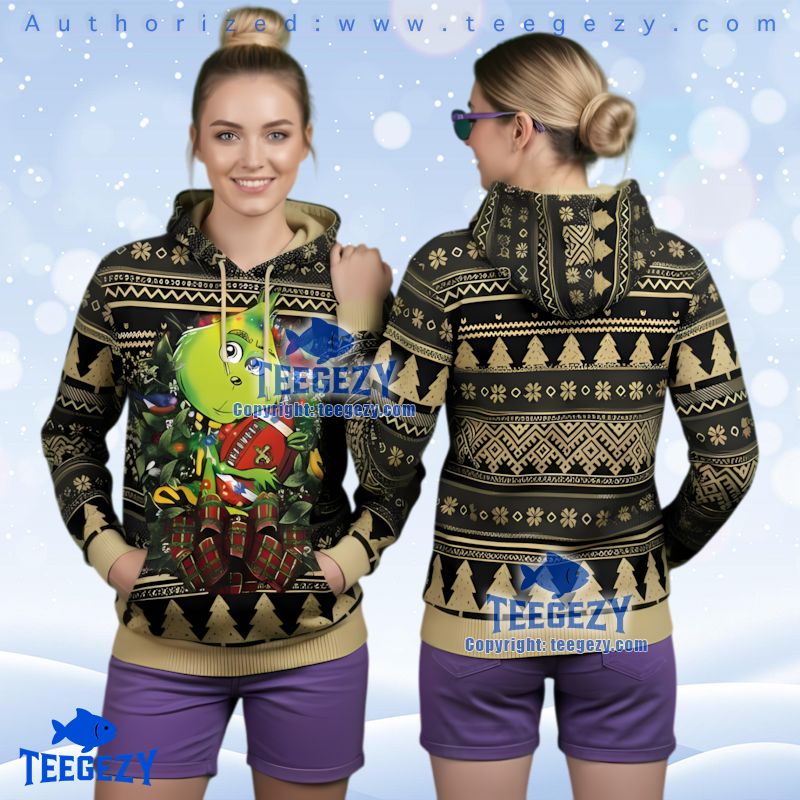 New Orleans Saints Grinch Hug Ugly Christmas 3D Hoodie