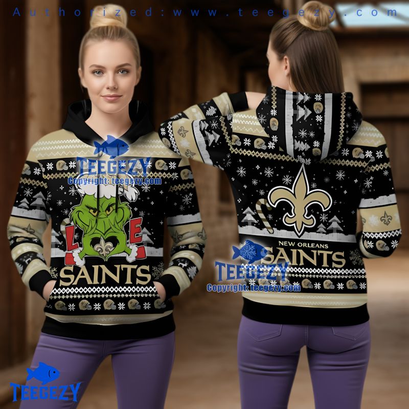 New Orleans Saints Grinch Love Ugly Christmas 3D Hoodie Fan Gift
