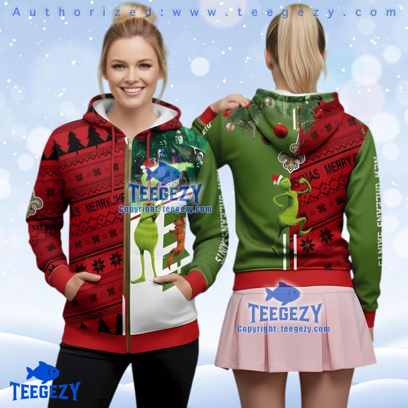 New Orleans Saints Grinch Scooby Doo Ugly Christmas 3D Hoodie Fan
