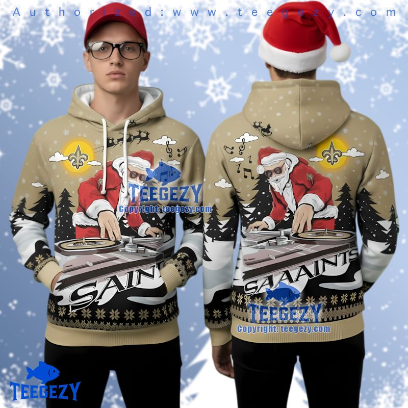 New Orleans Saints Hip Hop Santa Ugly Christmas 3D Hoodie