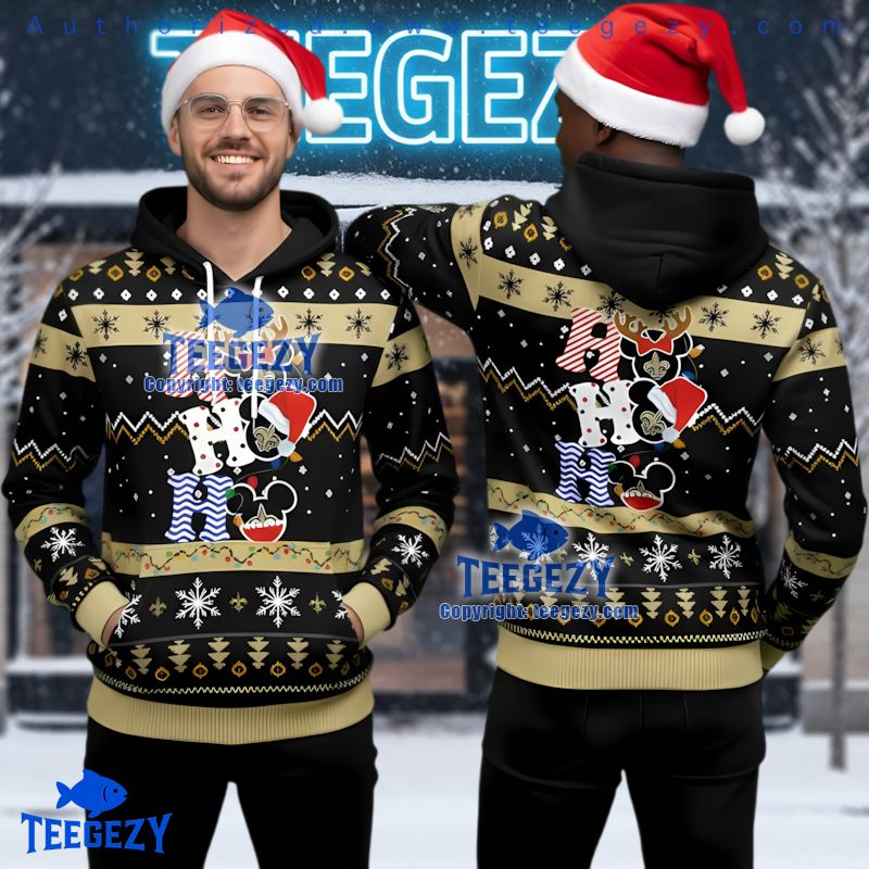 New Orleans Saints Mickey Mouse Ho Ho Ho Ugly 3D Hoodie Gift New Orleans Saints Mickey Mouse Ho Ho Ho Ugly 3D Hoodie Gift