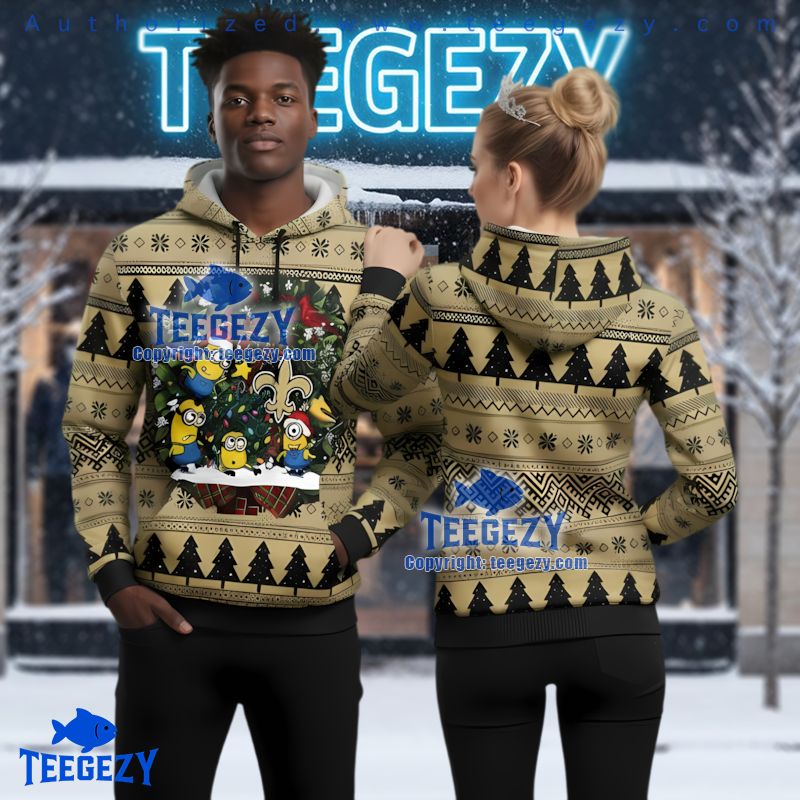New Orleans Saints Minions Ugly Christmas 3D Hoodie Holiday Fan Gear New Orleans Saints Minions Ugly Christmas 3D Hoodie Holiday Fan Gear