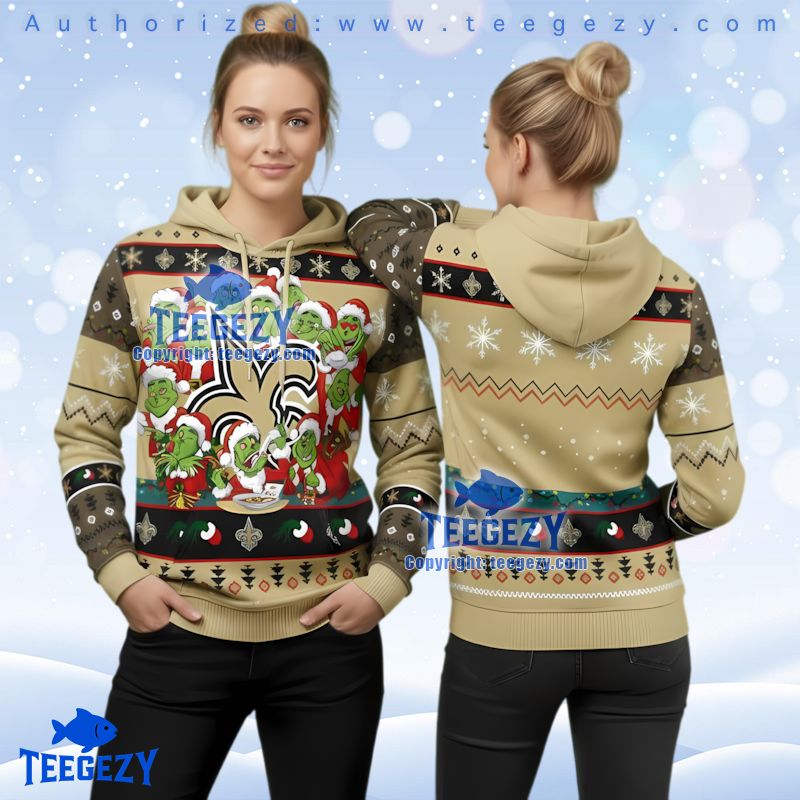 New Orleans Saints Multiple Grinch Ugly Christmas 3D Hoodie Fan