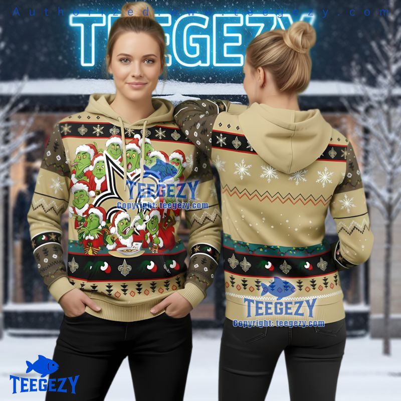 New Orleans Saints Multiple Grinch Ugly Christmas 3D Hoodie Fan New Orleans Saints Multiple Grinch Ugly Christmas 3D Hoodie Fan