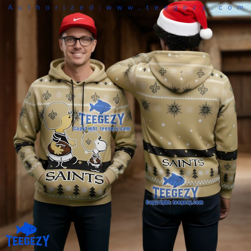 New Orleans Saints Snoopy Woodstock Ugly Christmas 3D Hoodie