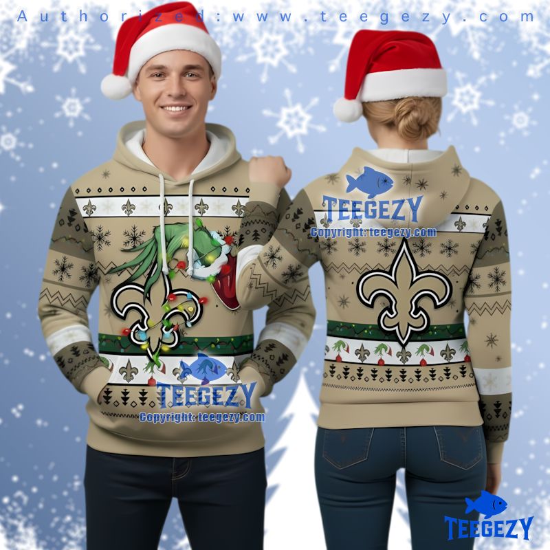 New Orleans Saints The Grinch Stealing Christmas Ugly 3D Hoodie